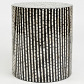 Global Archive Round Capiz Accent Table in Black & Multicolor